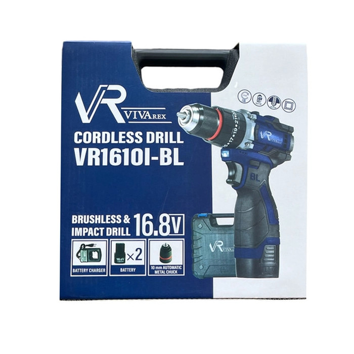 دریل شارژی ویوارکس مدل VR1610V-21BL با ۲ باتری و موتور براشلس